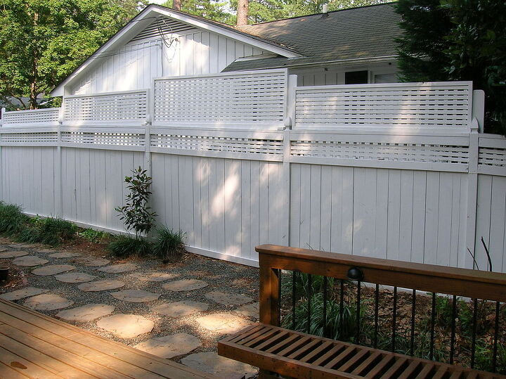 any ideas for narrow evergreen screen in front of this fence that attempts to hide my, gardening, landscape, Sideyard fence needs screening plants