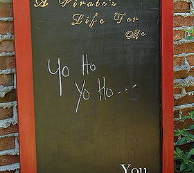 easy instructions on how to transform a thrift store mirror to a pirate, chalkboard paint, crafts