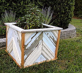 reclaimed wood planter, gardening, DIY chevron wood planter made from reclaimed fence and old bead board