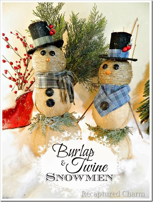burlap twine snowmen, christmas decorations, crafts, seasonal holiday decor, Made mostly from leftover scraps of material and twine