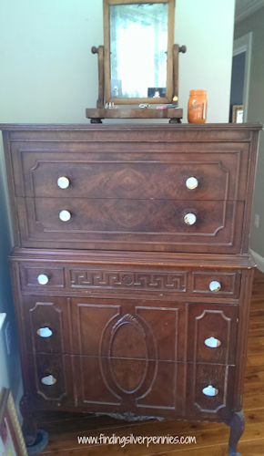 paine company dresser at finding silver pennies, chalk paint, painted furniture, Here is the before of Danielle s friends dresser A lot of potential but a bit plain