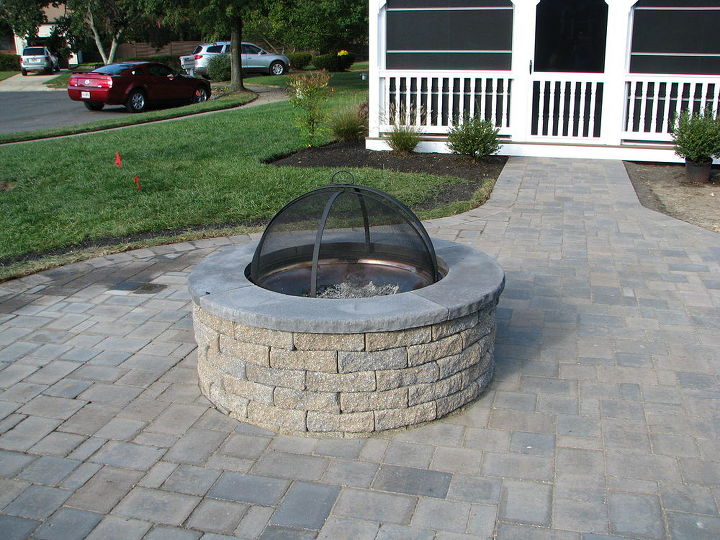 aquascape pondless and ephenry paver patio with fire pit, concrete masonry, landscape, outdoor living, ponds water features, EpHenry Fire pit