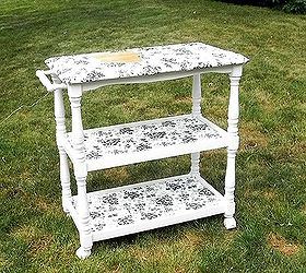 refinished rolling bar cart, painted furniture, I used dollar store contact paper to mask off the areas I didn t want spray painted