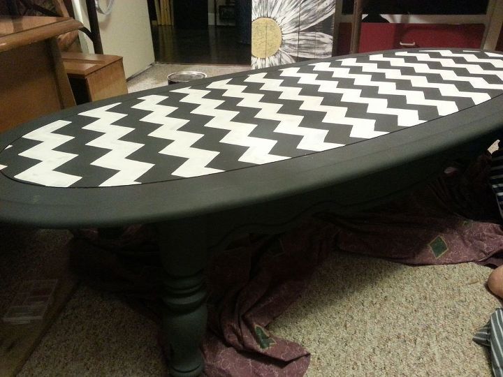 chevron coffee table, chalk paint, painted furniture, Just need to wax it yet