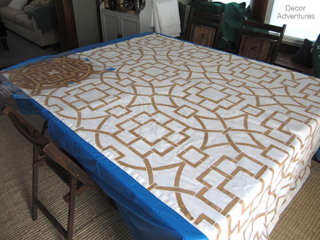 how to stencil curtains using the tea house trellis pattern, crafts, painting, reupholster, window treatments