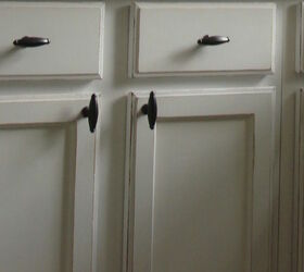 old oak cabinets painted white and distressed, cabinet close up