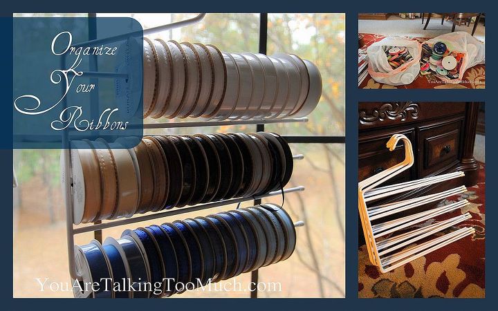 do you look for more ways to organize your home and craft clutter, organizing, I share a few tips on how to use regular pants or slacks hangers to store your craft ribbon or wrapping ribbon Storage and organization solution