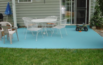 DIY Painting Concrete Patio - Aqua!