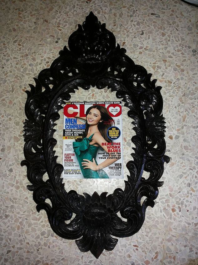 mirror frame sitting in store room like a waste wanna put it to use, repurposing upcycling, Magazine for size reference