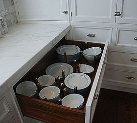 christopher peacock scullery white marble kitchen, home decor, kitchen design, plates in a peg drawer
