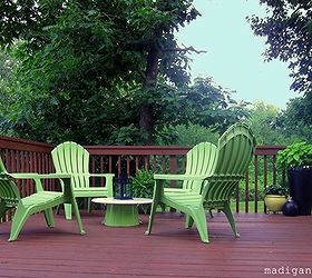 an inexpensive bright green outdoor update, decks, outdoor furniture, outdoor living, painted furniture, use inexpensive green furniture to brighten a space