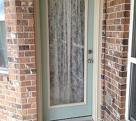 quick backdoor makeover with chalk paint, chalk paint, diy, painting, windows, I used a custom color that I mixed with Duck Egg and Old White chalk paint