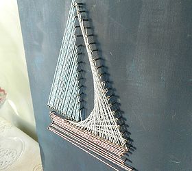 nautical string art, crafts, Make sure you leave the nails about a 1 4 of the way raised to allow for easy access while stringing as well as for dimension