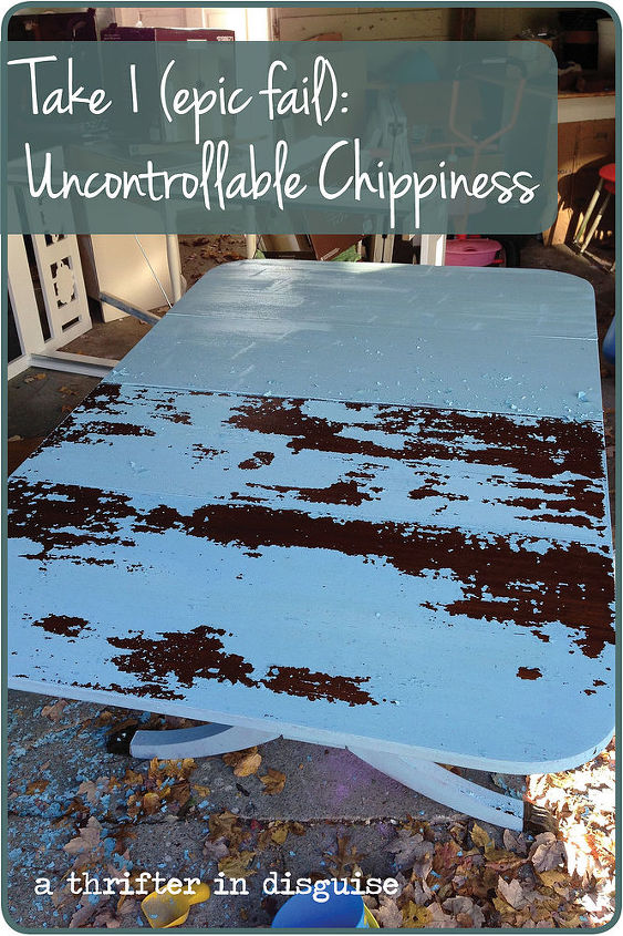 drop leaf table with mmsmp makeover, painted furniture, Too chippy sadness