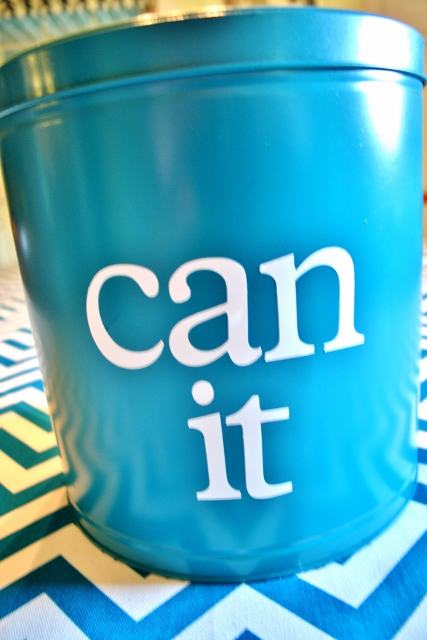upcycled popcorn tin to teal organization container, crafts, repurposing upcycling