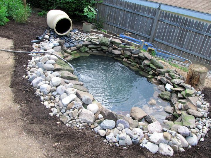 backyard pond in progress, outdoor living, patio, ponds water features, just needs finishing touches