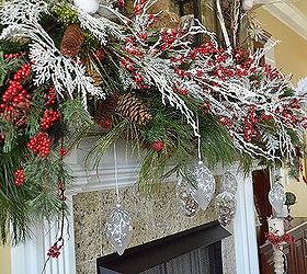 white twig and holly berry woodland mantel, seasonal holiday d cor, wreaths
