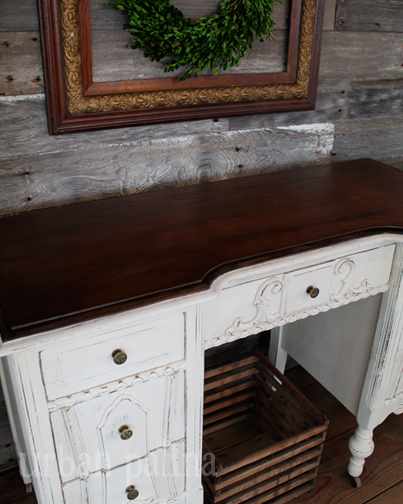 antique desk makeover, chalk paint, painted furniture