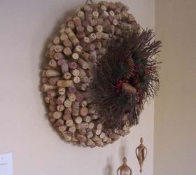 diy cork wreath, crafts, seasonal holiday decor, wreaths, Another view of my 1000 wine cork wreath