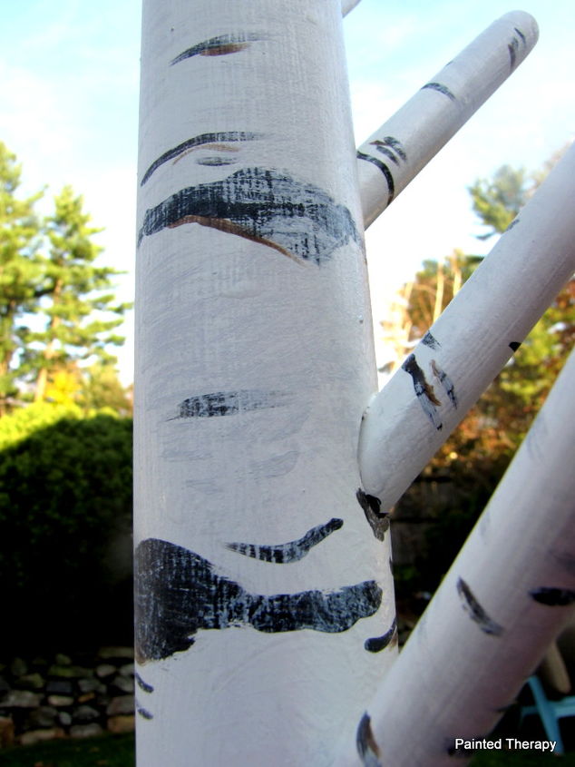turning an ordinary coat rack into a birch tree, painting