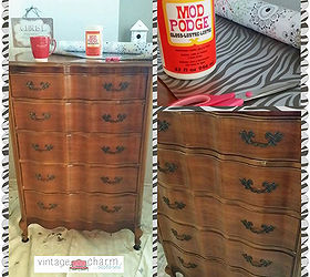 benjamin moore nimbus gray bedroom furniture makeover part 1, painted furniture, add whimsy to the side of your drawers with paper and mod podge