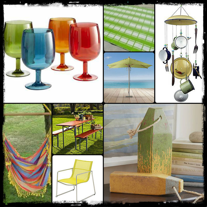 summer outdoor d cor inspiration, seasonal holiday d cor, Pretty glasses for the great outdoors windchimes hammocks and umbrellas to keep you cool on a hot day