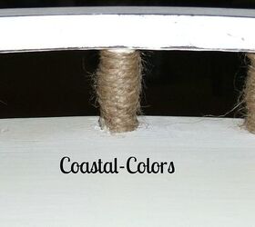 sisal twine amp a table remake, chalk paint, painted furniture, Glue sisal twine at the beginning and end of the wrap