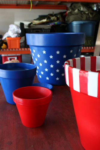 the star spangled planter, flowers, gardening, Prepped pots