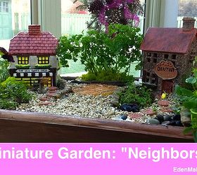 miniature and fairy garden design ideas by shirley bovshow, container gardening, flowers, gardening, home decor, succulents, Themed miniature garden about good neighbors Can you tell what the story is about Look closely