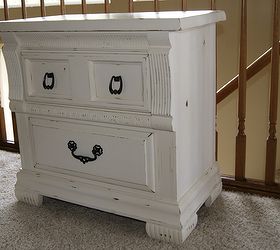 ivory chalkpainted distressed nightstand, chalk paint, painted furniture