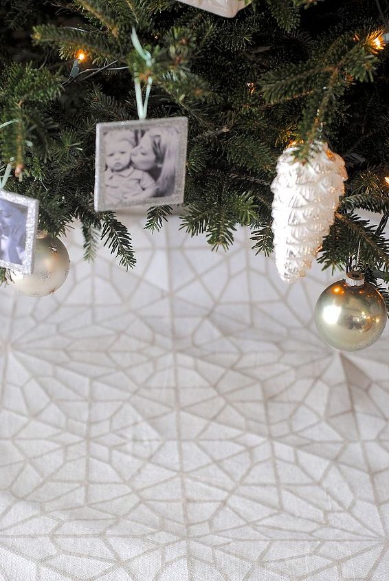how to make a stenciled tree skirt from a dropcloth, christmas decorations, crafts, painting, seasonal holiday decor, You can add ribbon ties or even hot glue on a trim if you wish I kept it simple and didn t add embellishment yet
