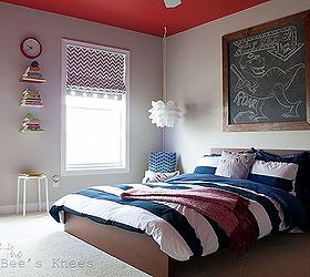 from crib to big boy bed a room makeover, bedroom ideas, home decor, The finished room A red ceiling gives it that pop of color and adds visual interest without overwhelming the space