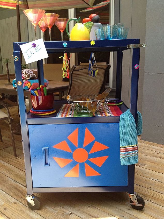 old vcr cart to poolside party cart, painted furniture, repurposing upcycling, Cool pool party cart