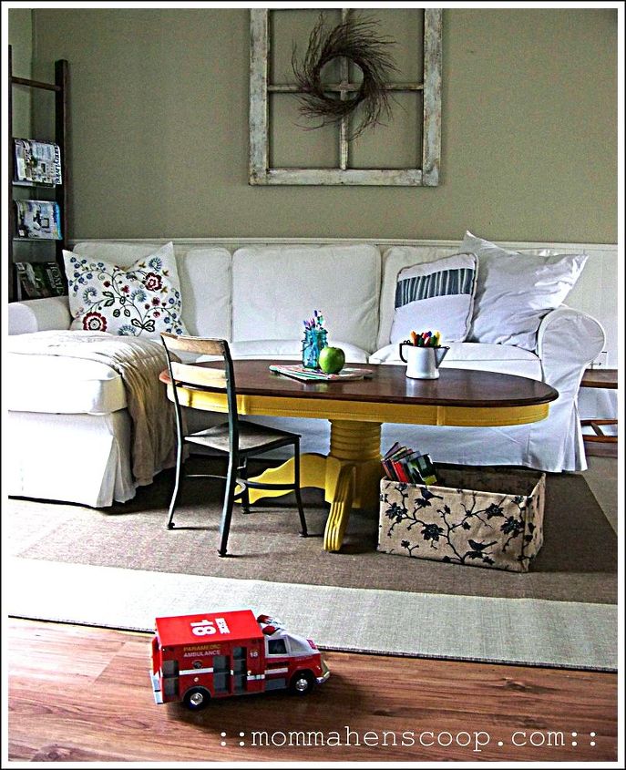 yellow coffee table makeover, home decor, painted furniture