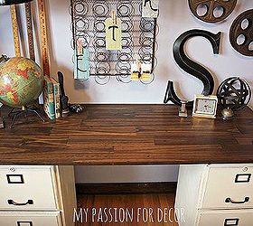 pottery barn inspired desk using goodwill filing cabinets, chalk paint, home decor, kitchen cabinets, painted furniture, repurposing upcycling, Goodwill filing cabinets turned desk painted in Chalk Paint by Annie Sloan in Old White