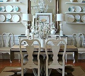 our summer dining room, dining room ideas, home decor, painted furniture, We added inexpensive floating shelves from Lowe s to our wall easy project and a great way to be able to showcase your pieces