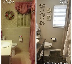 1964 bathroom makeover, bathroom ideas, home decor, Before the remodel on the left after on the right