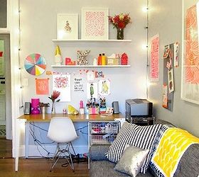 tips for decorating a dorm room, home decor, hang lights in room