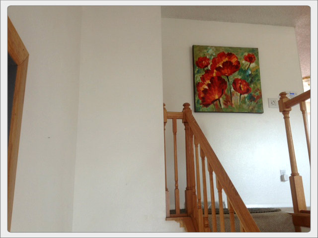 my foyer dilemma, home decor, storage ideas, Top of stairs