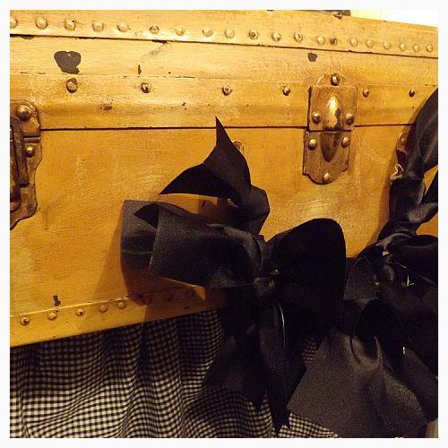 a vintage 1934 suitcase with a story to tell and just a touch of redo, repurposing upcycling, It came without a no handle so I used some heavy duty cording and some ribbon and made a shabby handle