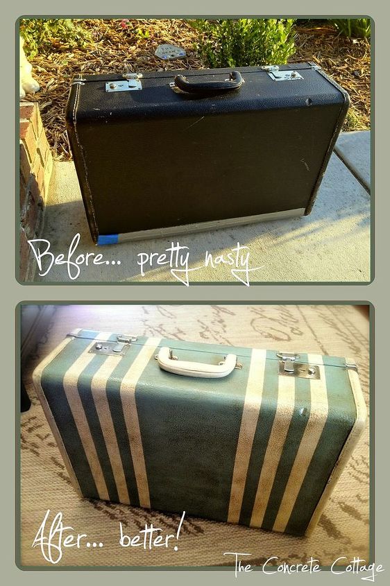 thrift store suitcase up cycled with paint and wax, chalk paint, home decor, painting, repurposing upcycling, storage ideas