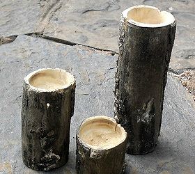 a branch candle holder set, crafts, Before sanding and painting only the holes had been drilled at this point