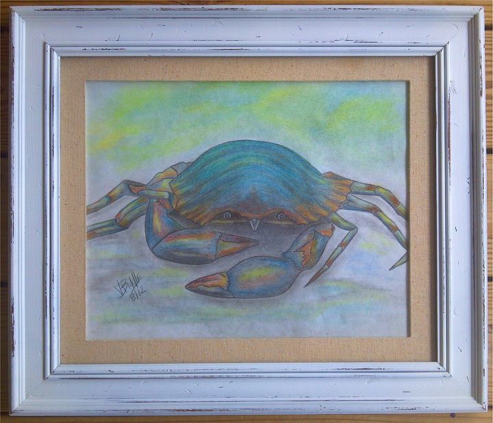 drawing of a blue crab for the myrtle beach house, painting, My take on a blue crab with a little more color than lifelike