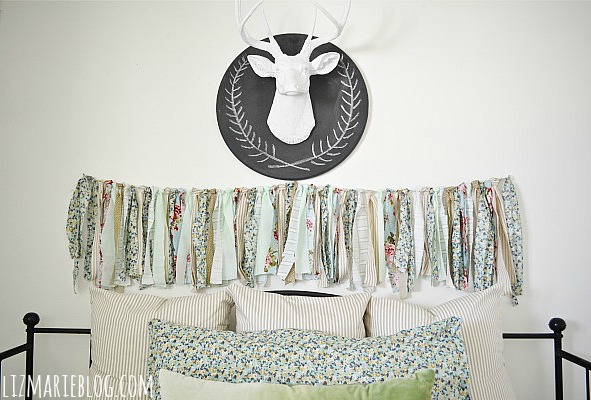 diy fabric garland, crafts, I hung the garland between two eye hook screws mounted to the wall