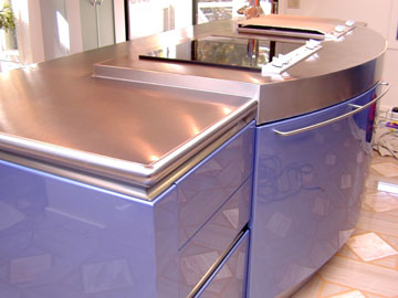 stainless steel, 2 Brushed Stainless Steel Countertop with Bullnose Edge