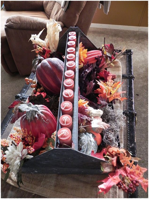 decorao de outono, Bandeja de ferramentas decorada