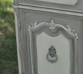painted french china hutch makeover, home decor, painted furniture, repurposing upcycling, Maison Blanche Franciscan Grey Hurricane and custom mix of Magnolia and Baguette to create the off white