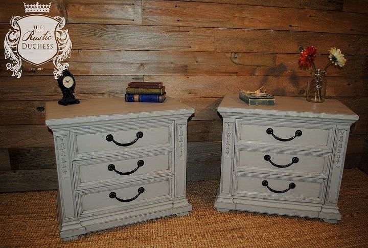 matching three drawer night stands, painted furniture, rustic furniture