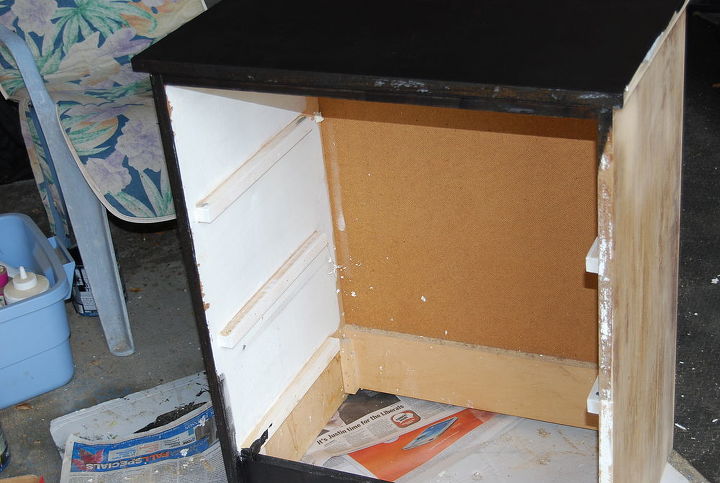 redo of kitchen dresser for use in our masterbath, home decor, painted furniture, Only the first coat on top