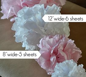 how to make tissue paper pom poms in different sizes, crafts, Size chart for four different size Pom Poms